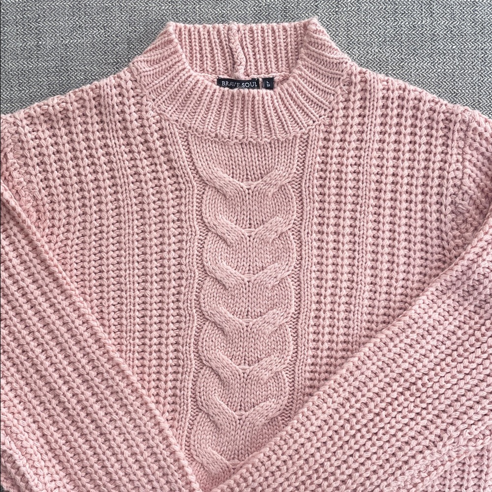 Brave Soul Pink Cowl Neck Chunky Knit Sweater. Soft and Comfortable. Size Large